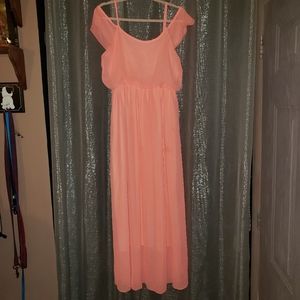 NWOT Sz. L Boutique Neon Coral Maxi Dress